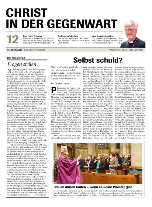 CHRIST IN DER GEGENWART 74. Jahrgang (2022) Nr. 12/2022