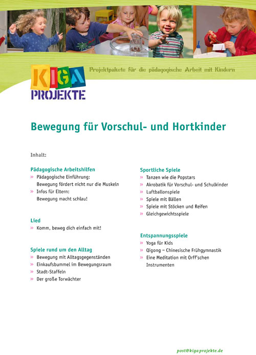 Titelseite Entdeckungskiste Projektidee: Bewegung für Vorschul- und Hortkinder