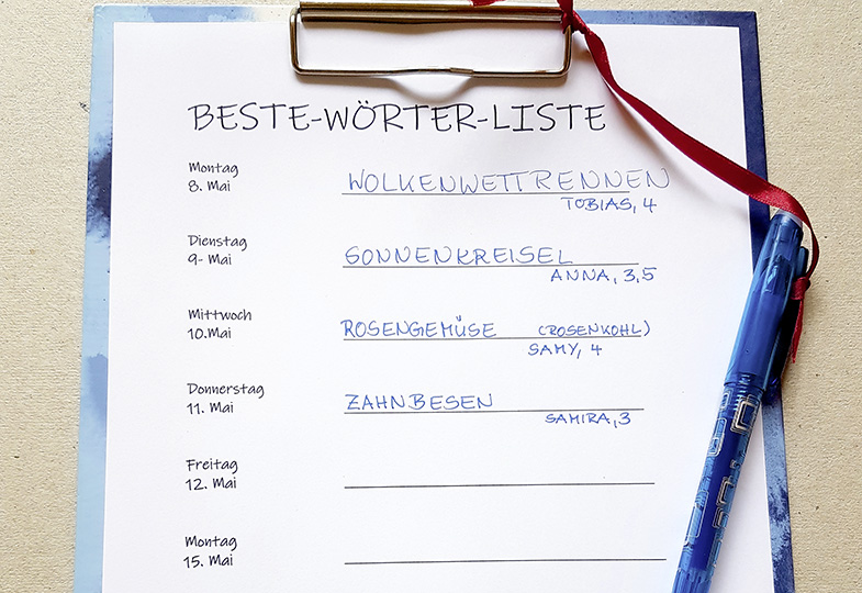 Wolkenwettrennen und Zahnbesen: Eine Beste-Wörter-Sammlung erstellen