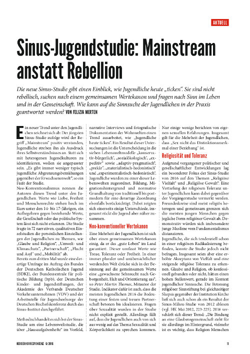 Titelseite Herder Korrespondenz Dossier: Kirche in Milieus 2.0 